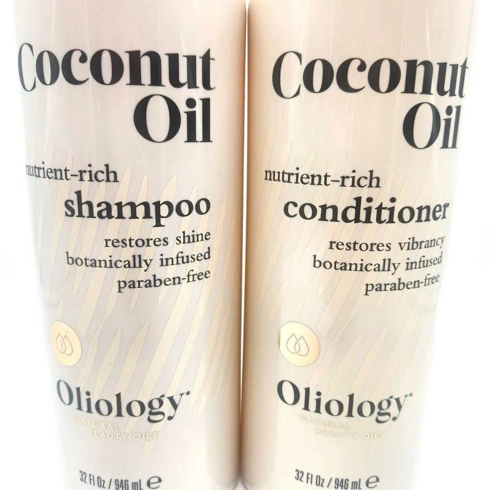 2-Pack Oliology Coconut Oil Shampoo Conditioner 32oz Paraben Free Repair Hair Se